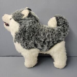 Vintage 1977 Dakin Pillow Pets Husky Plush Stuffed Animal Dog 11" Gray White Toy